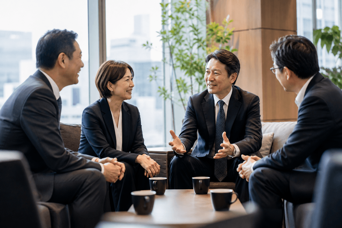 少人数で話す経営者たち